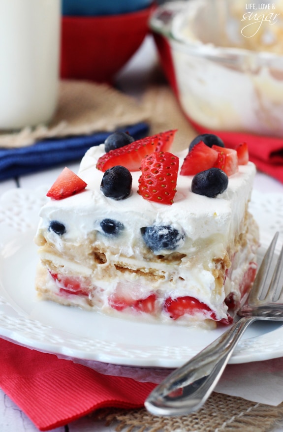 Strawberry and Blueberry Cheesecake Icebox Cake