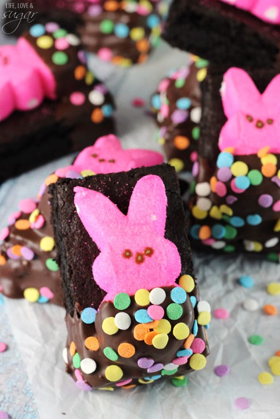 Bunny Peeps in a Blanket Brownies - Life Love and Sugar