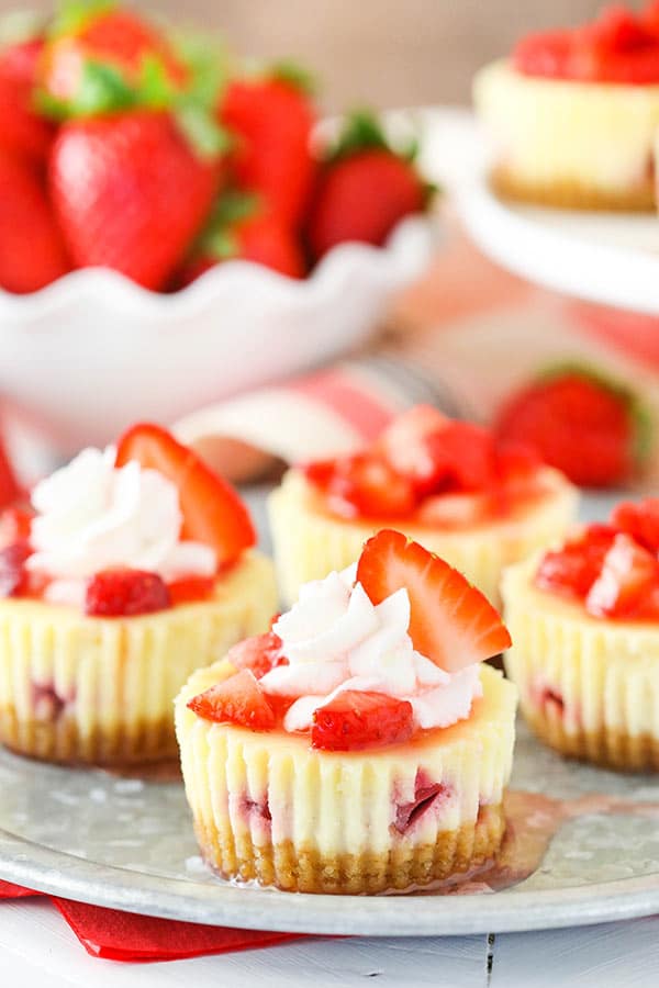 Mini Strawberry Cheesecakes - Life Love and Sugar