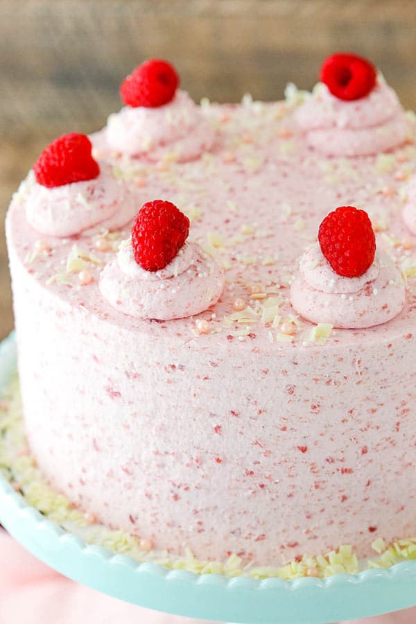 White Chocolate Raspberry Mousse Cake - Life Love and Sugar