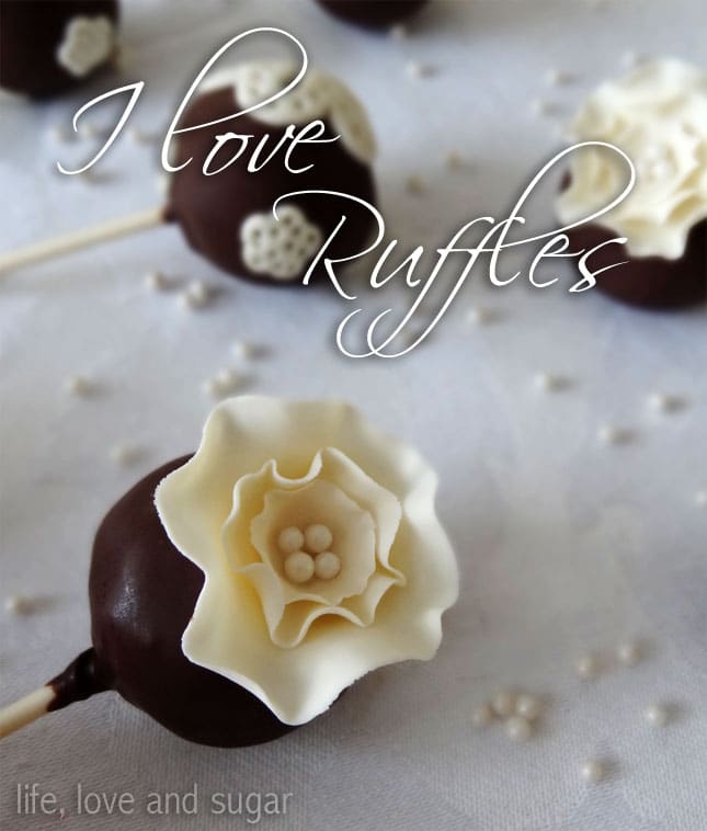 close up image of Easy Ruffle Fantasy Flower Cake Pop