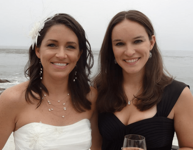 Lindsay and Janelle Posing Together on Janelle's Wedding Day