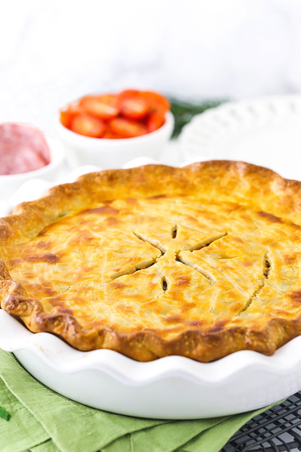 A homemade meat pie with pie crust