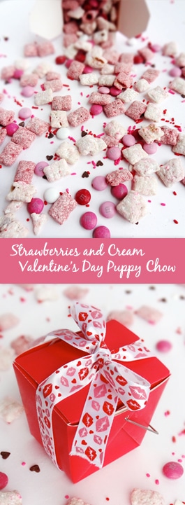 Strawberries and Cream Puppy Chow collage