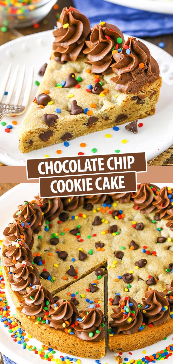 Chocolate Chip Cookie Cake collage