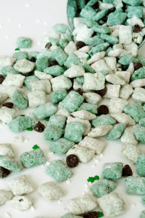 Bailey's Puppy Chow with silver tin in background