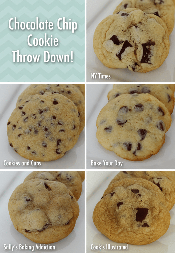 A Collage of Five Different Chocolate Chip Cookies on Their Respective Serving Dishes