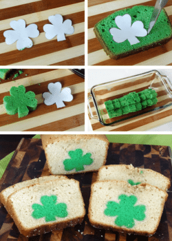 Multiple Images of St. Patrick's Day Peek A Boo Pound Cake steps