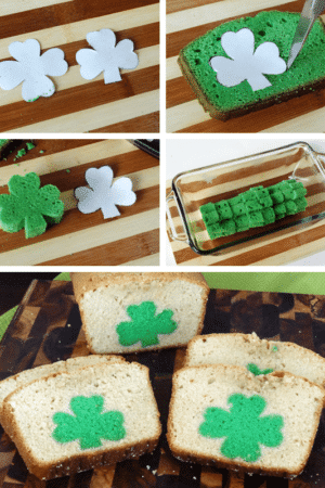 Multiple Images of St. Patrick's Day Peek A Boo Pound Cake steps