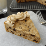 Thick and Chewy Oatmeal Raisin Cookie Cake With Cinnamon Maple Icing slice