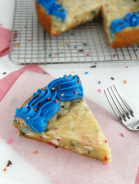 Funfetti Cake Batter Cookie Cake slice