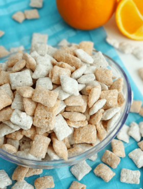 Top view of Orange Creamsicle Puppy Chow in a bowl