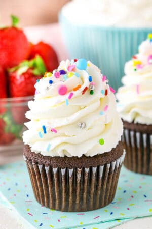 Cupcake with homemade whipped cream