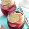 Red Wine Sangria in wine glass overhead view