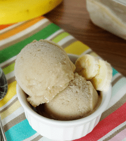 One ingredient Banana Ice Cream in white ramekin