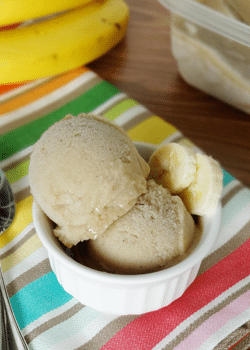 One ingredient Banana Ice Cream in white ramekin