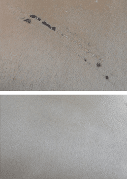 Before and after photos of microfiber cloth cleaning
