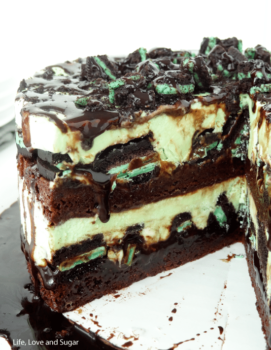 Mint Oreo Brownie Ice Cream Cake