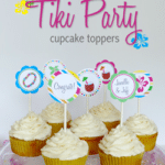 These printable tiki party cupcake toppers are so cute and easy!