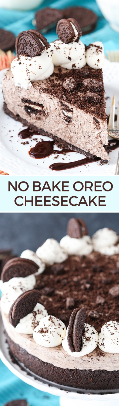 No Bake Oreo Cheesecake - thick, creamy and packed with Oreos!!