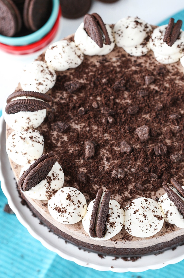 No Bake Oreo Cheesecake - thick, creamy and packed with Oreos!!