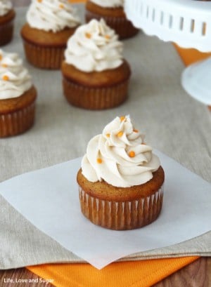Pumpkin Cupcakes with Maple Cinnamon Cream Cheese Icing - Life Love and ...