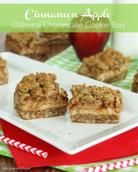 Cinnamon Apple Oatmeal Cheesecake Bars