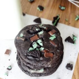Double Mint Chocolate Cookies stacked