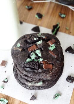 Double Mint Chocolate Cookies stacked