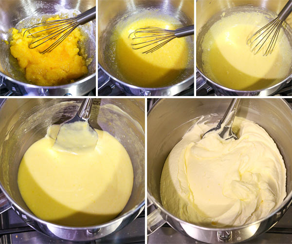 Steps for cooking the eggs and sugar in tiramisu