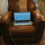 Cozying up in this leather chair to blog is one of the best parts of my day.