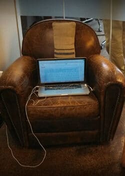 Cozying up in this leather chair to blog is one of the best parts of my day.