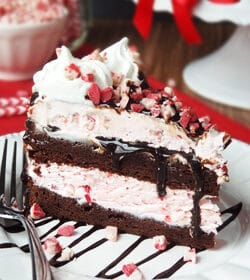 Peppermint Brownie Ice Cream Cake slice