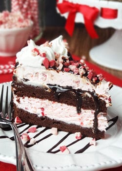 Peppermint Brownie Ice Cream Cake slice