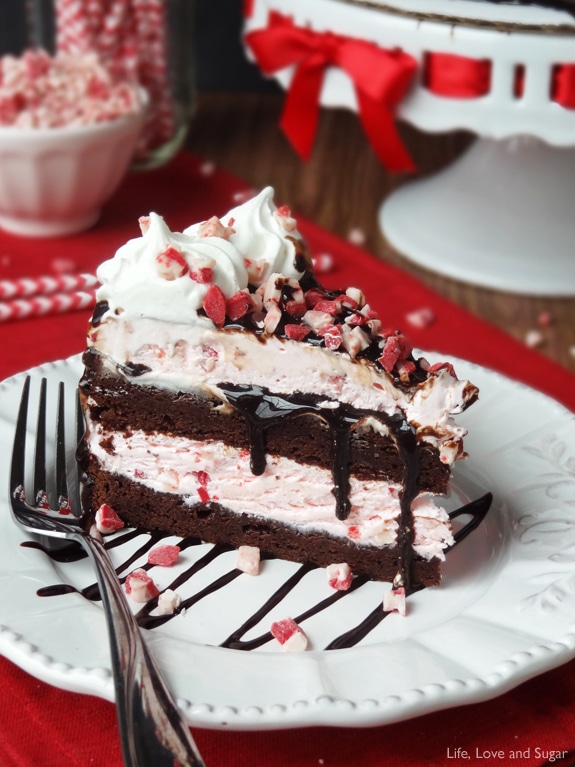 Peppermint Brownie Ice Cream Cake