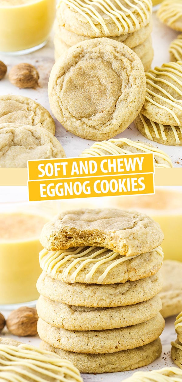 Soft and Chewy Eggnog Cookies Pinterest collage