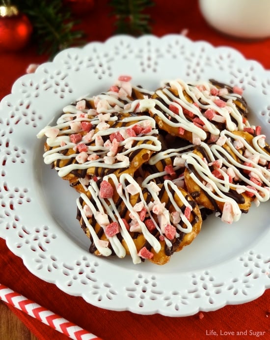 Image of Peppermint Pretzel Crunch on a White Plate