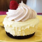 Raspberry Cheesecake Ice Cream Cupcake on yellow plate