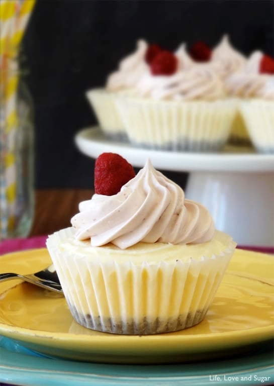 Raspberry Cheesecake Ice Cream Cupcake on a yellow plate