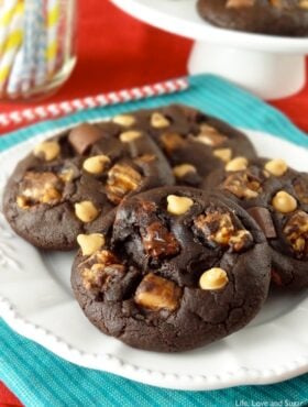 Snickers Chocolate Cookies on a plate