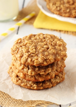 Moist and Chewy Banana Oatmeal Cookies stacked