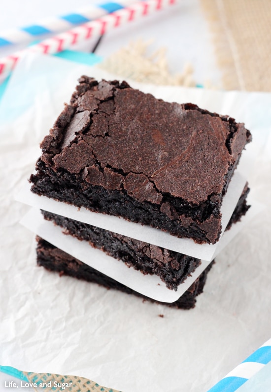 Stack of homemade brownies
