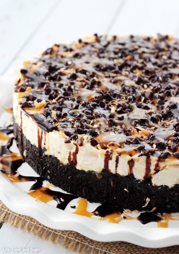 No Bake Samoa Cheesecake - You don't even need the cookies, so you can make it all year long!