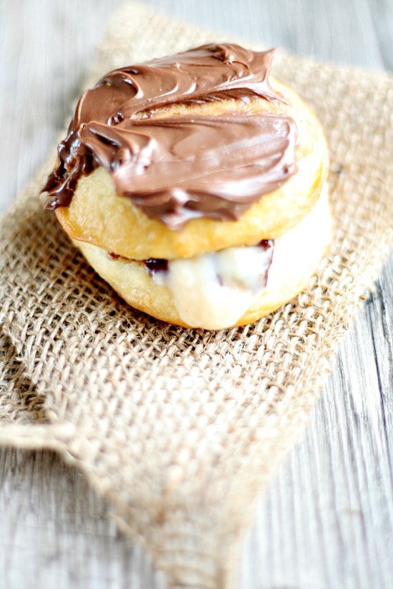 Chocolate Chip Cookie Dough Custard Doughnuts by Heather's French Press