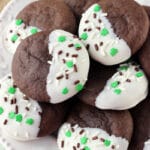 A Pile of Baileys Chocolate Cookies on a white plate