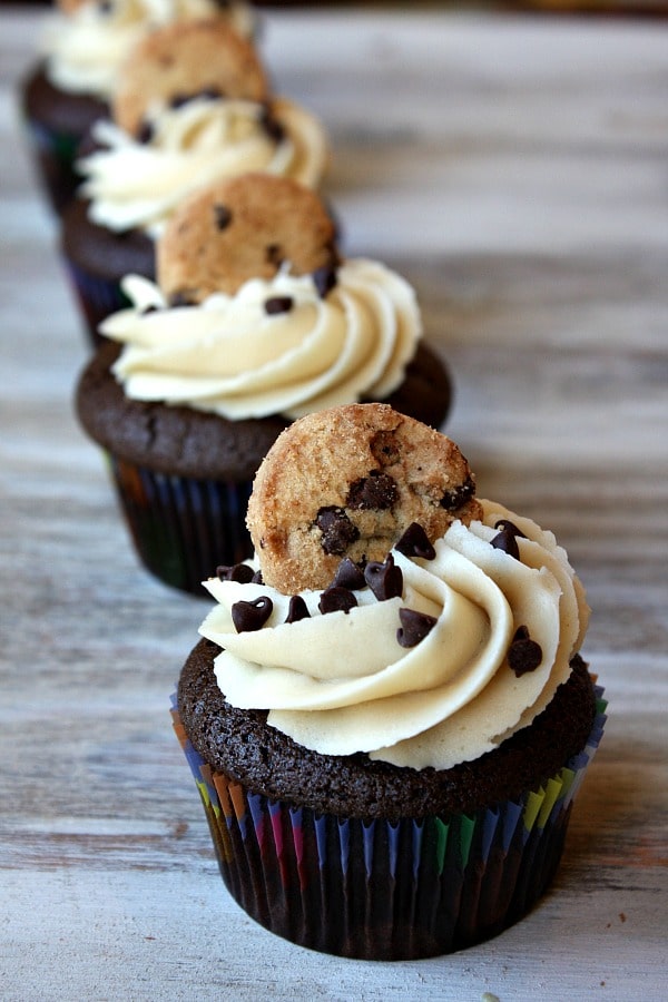 Chocolate Chip Cookie Dough Cupcakes by Recipe Girl