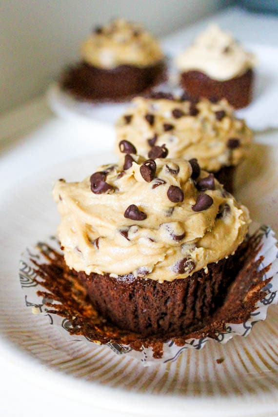 Fudge Brownie Cupcakes with Cookie Dough Frosting by Sally's Baking Addiction