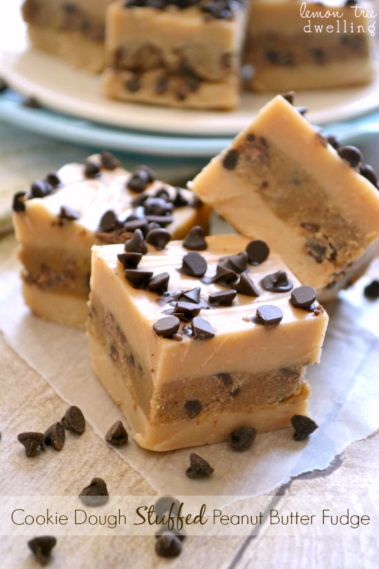 Cookie Dough Stuffed Peanut Butter Fudge by Lemon Tree Dwelling