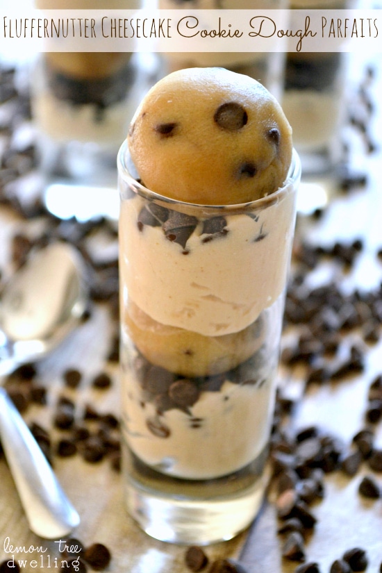 Fluffernutter Cheesecake Cookie Dough Parfaits