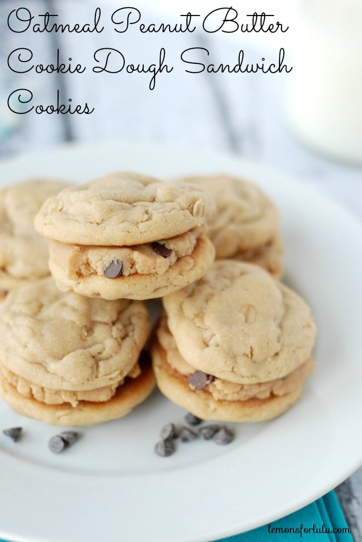 Oatmeal Peanut Butter Cookie Dough Sandwich Cookies by Lemons For Lulu